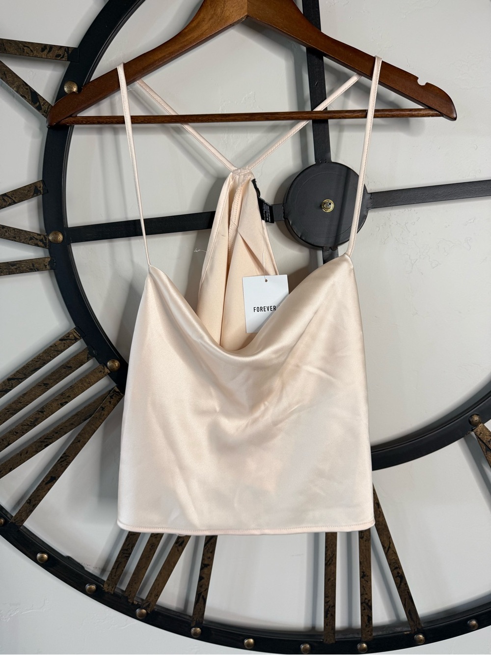 Forever 21 Pale Blush Satin Cami Top with Spaghetti Straps